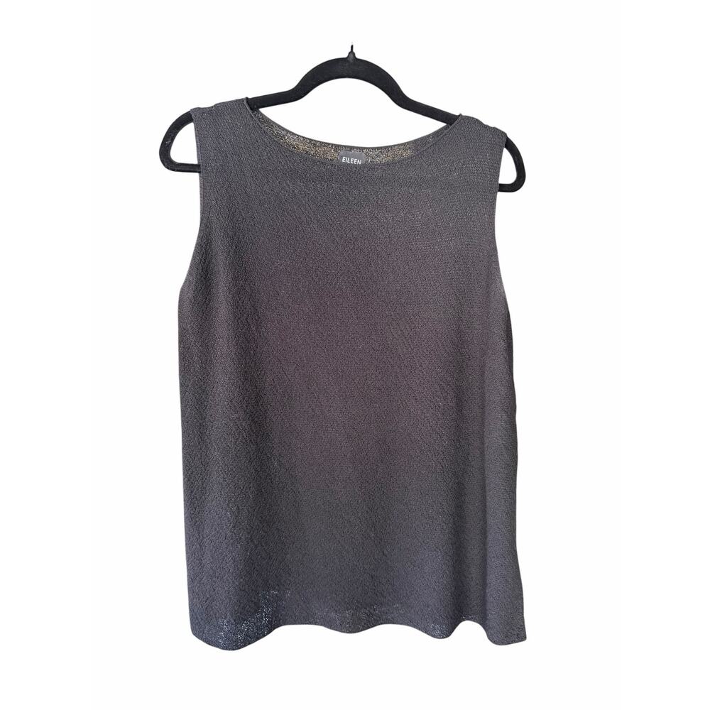 Vintage Eileen Fisher Black Open Knit Wool Tank Top L Minimalist Lagenlook